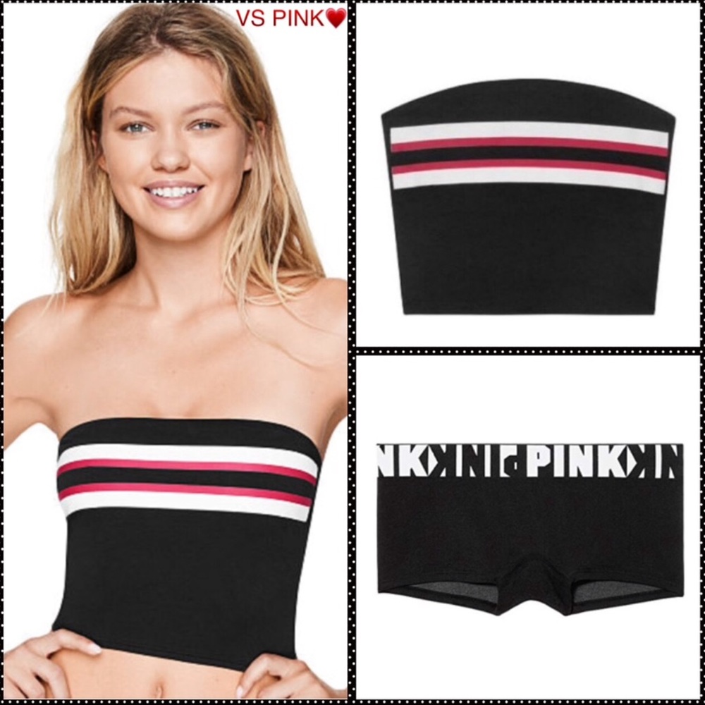 VS PINK LONGLINE TUBE TOP BANDEAU & BOYSHORT SET